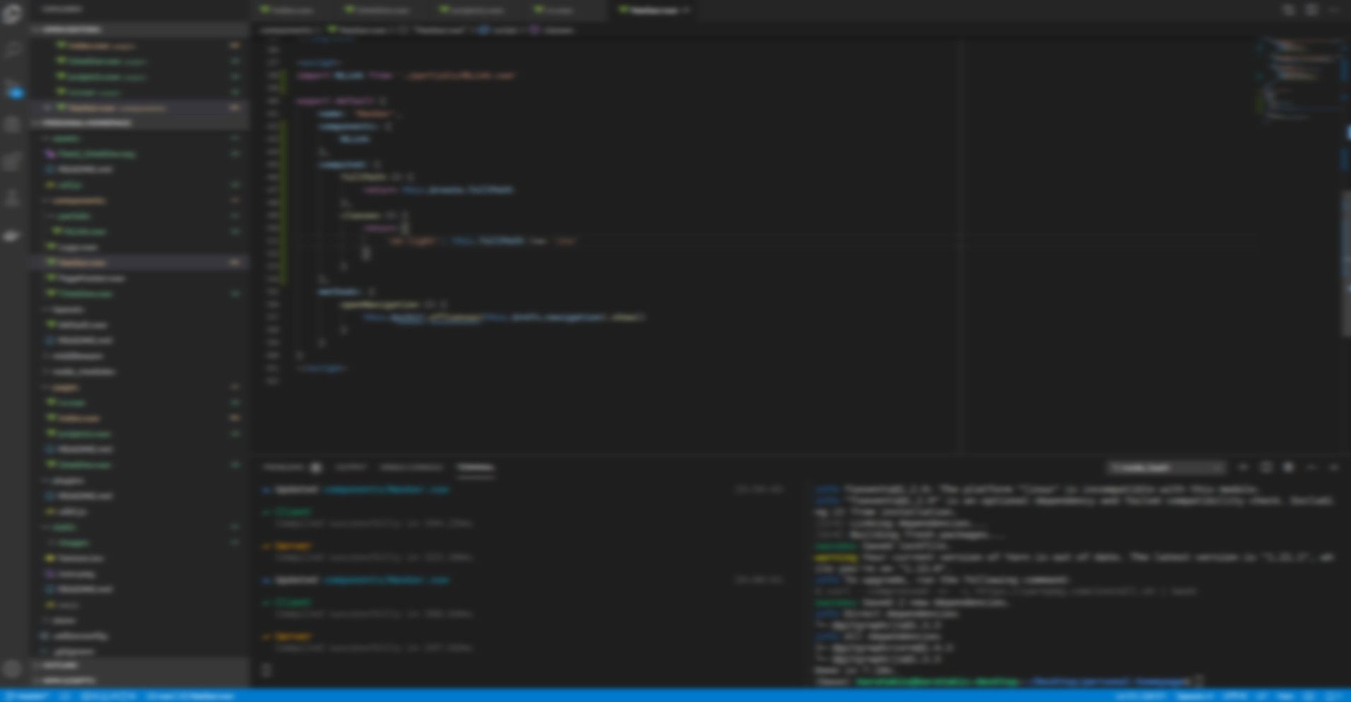 A blury image of a visual studio code